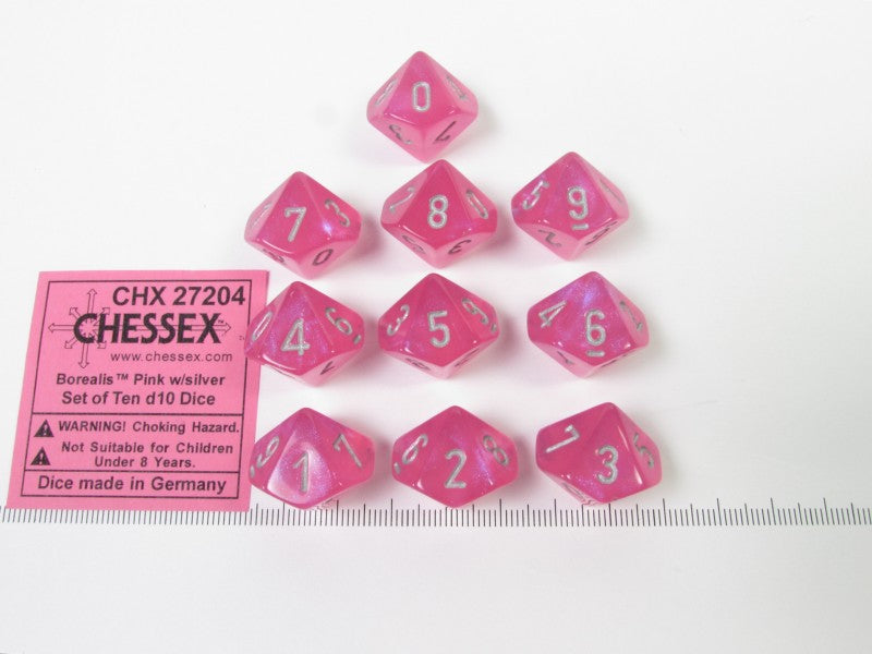 Set 10 10-zijdig, Borealis pink w/silver