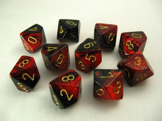 Set 10 10-zijdig, Gemini red-black w/gold