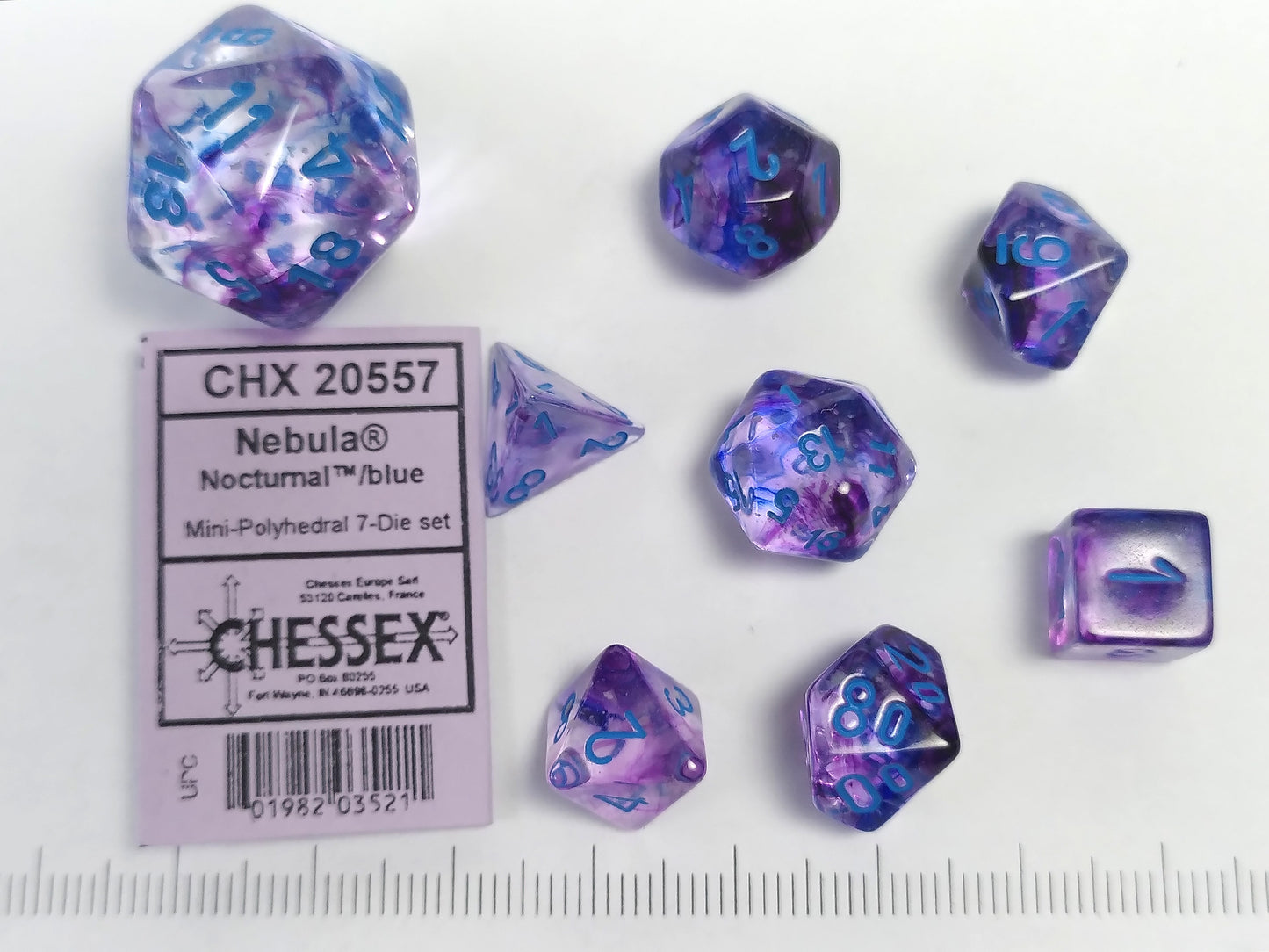 Mini polydice set - Nebula Nocturnal w/blue