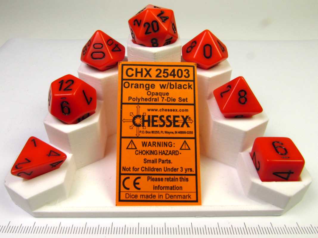 Chessex polydice set, Opaque Orange w/black