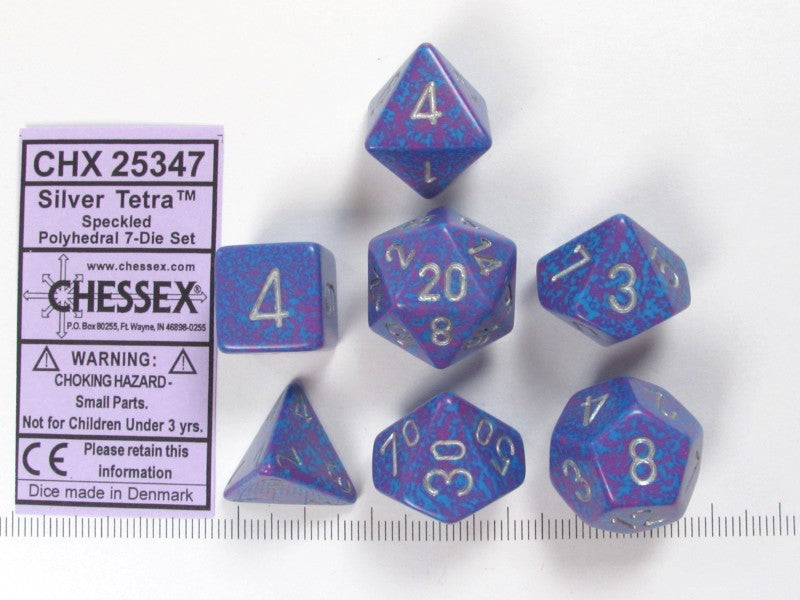Set 7 polydice, Speckled Silver Tetra