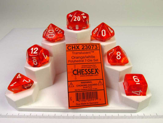 Chessex Translucent Orange w/white polydice set