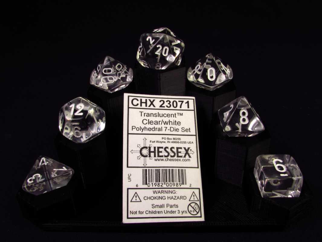 Chessex Translucent Clear w/white polydice set