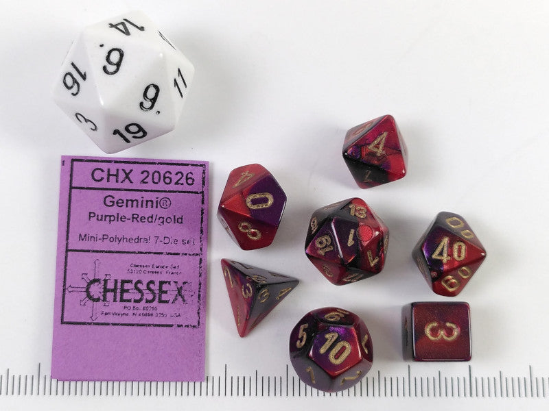 Mini Polydice set - Gemini Purple-Red w/gold