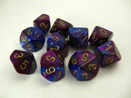 Set 10 10-zijdig, Gemini blue-purple w/gold