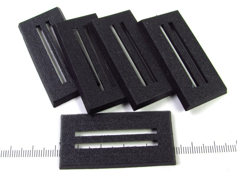 Miniature base - 25x50 mm rechthoek met sleuf - 5 stuks