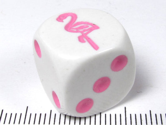 6-zijdig wit met roze flamingo, 16mm