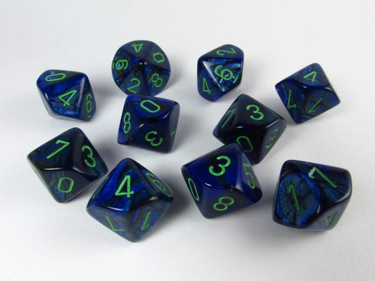 Set 10 10-zijdig, Lustrous dark blue w/green