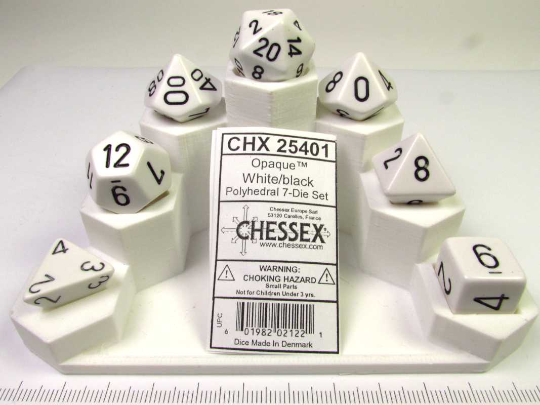 Chessex polydice set, Opaque White w/black