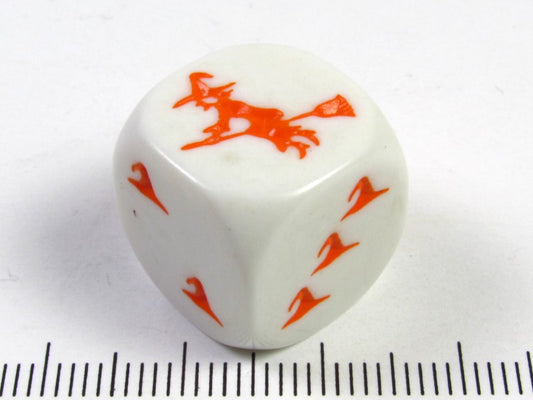 6-zijdig wit met oranje heks, 16 mm