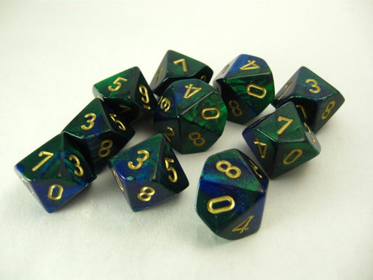 Set 10 10-zijdig, Gemini blue-green w/gold