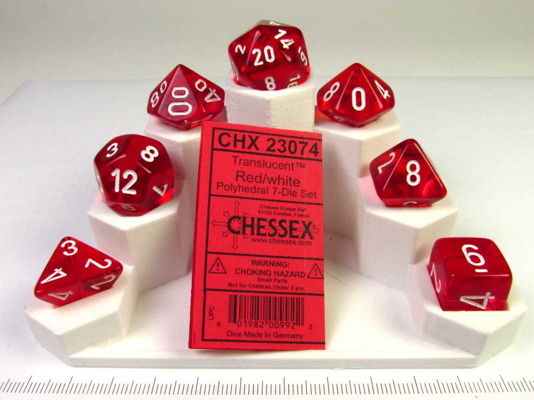 Chessex Translucent Red w/white polydice set