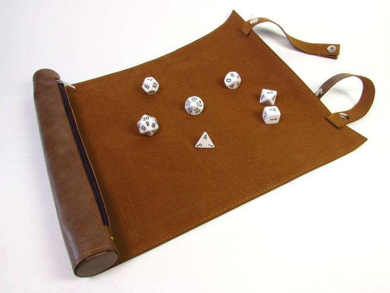 Roll Up Case Brown - travel sized dice carrier and roll mat