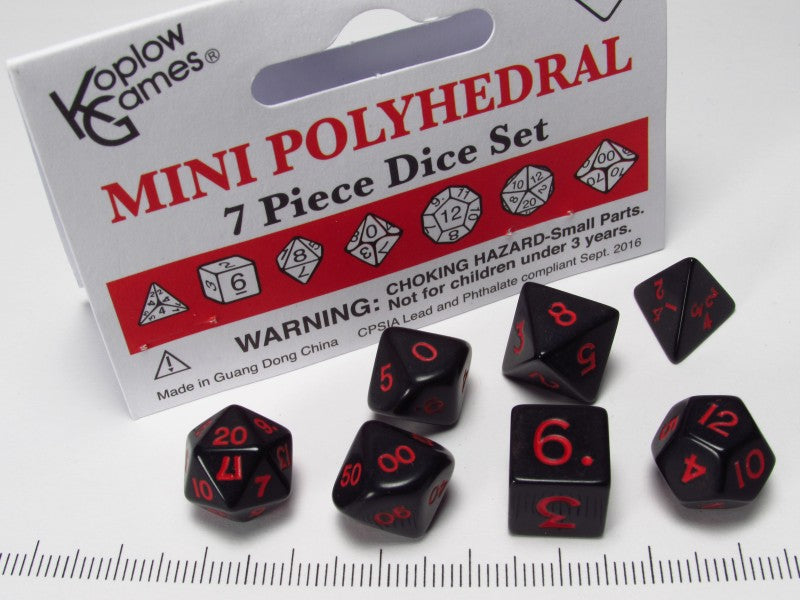 Mini polydice set zwart met rood