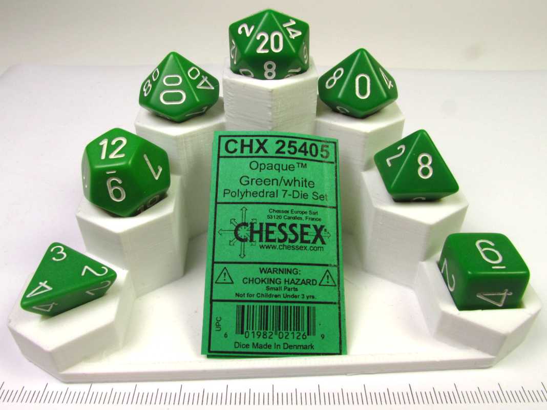 Chessex polydice set, Opaque Green w/white