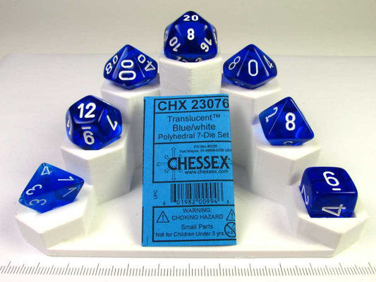 Chessex Translucent Blue w/white polydice set