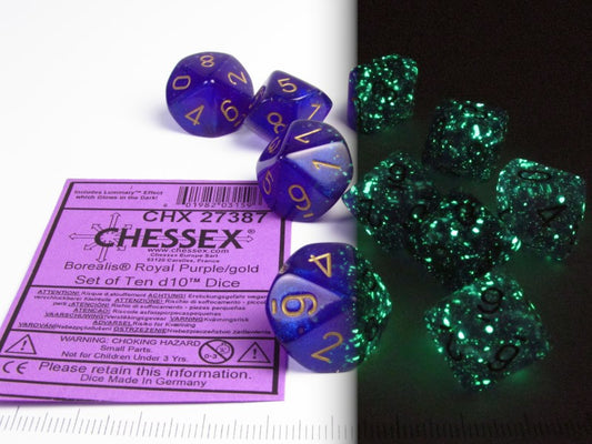 Set 10 10-zijdig, Borealis Luminary Royal Purple w/gold