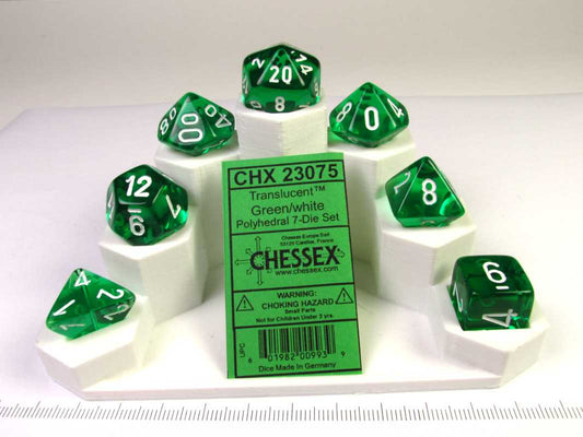 Chessex Translucent Green w/white polydice set