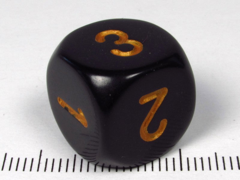 6-zijdige d3, zwart met goudkleurig