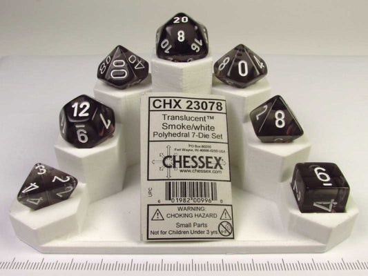 Chessex Translucent Smoke w/white polydice set