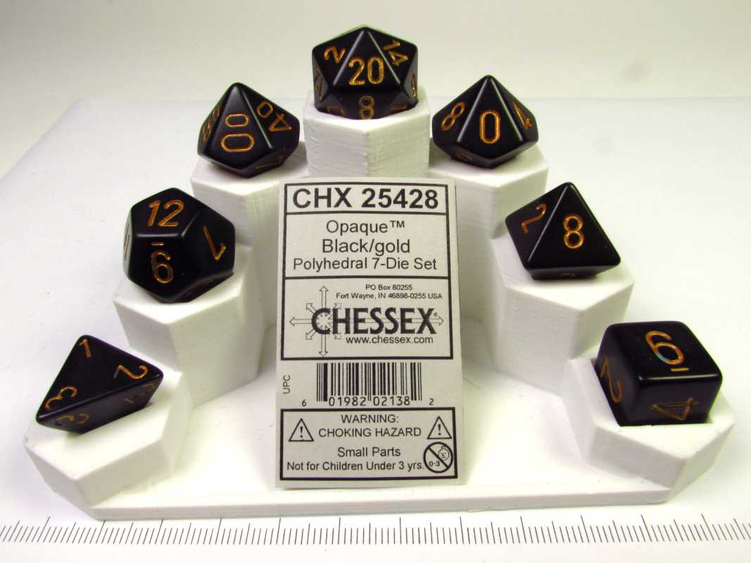 Chessex polydice set, Opaque black w/gold