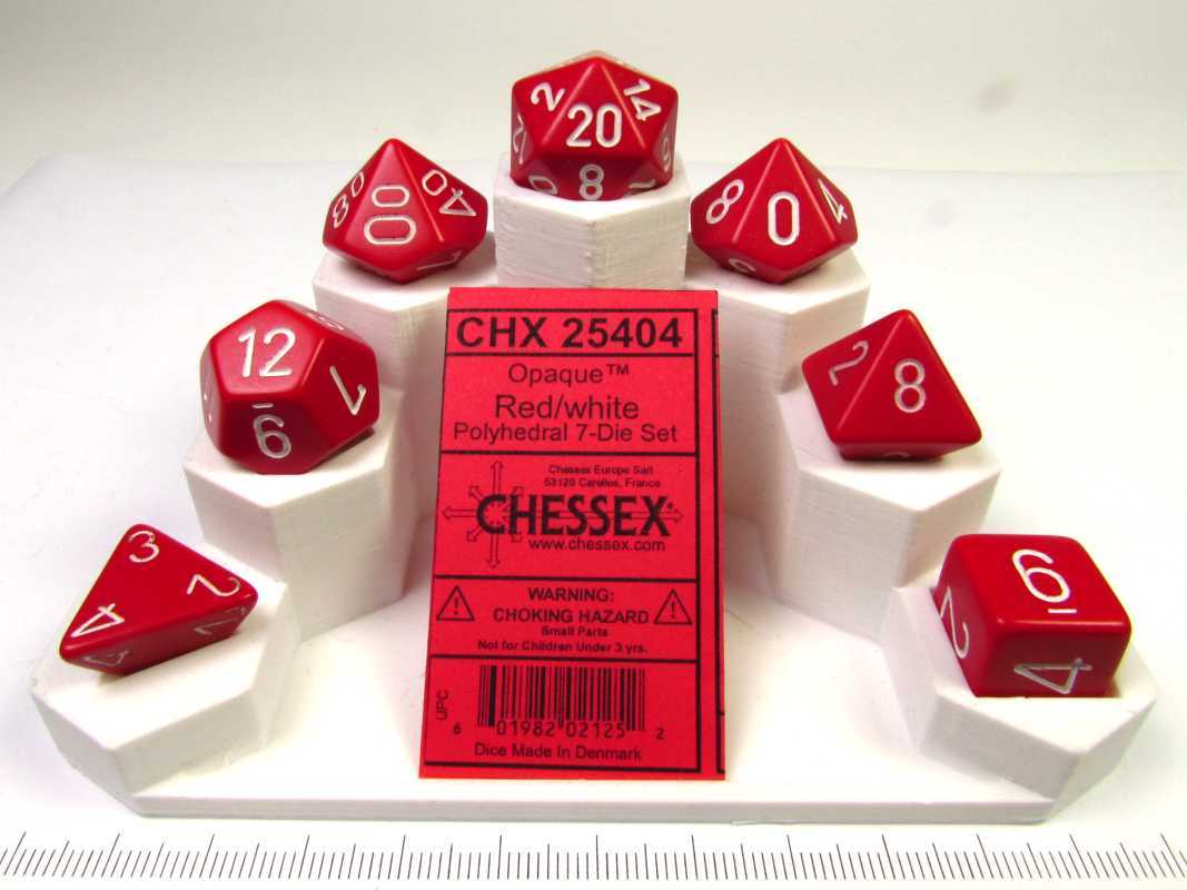 Chessex polydice set, Opaque Red w/white