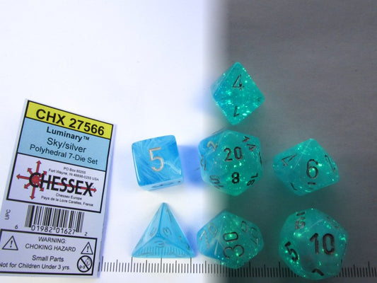 Chessex Luminary Sky w/silver polydice set