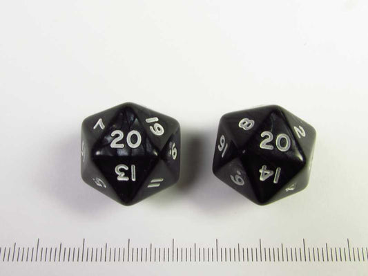d20 cheat dice - geen 1, zwart