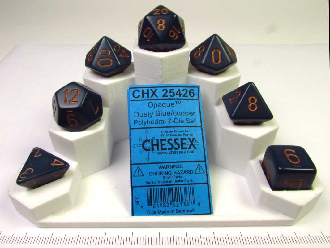 Chessex polydice set, Opaque dusty blue w/gold