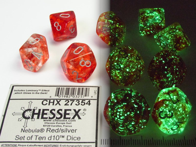 Set 10 10-zijdig, Nebula Red w/silver