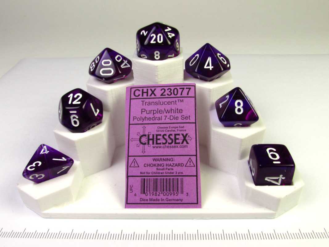 Chessex Translucent Purple w/white polydice set