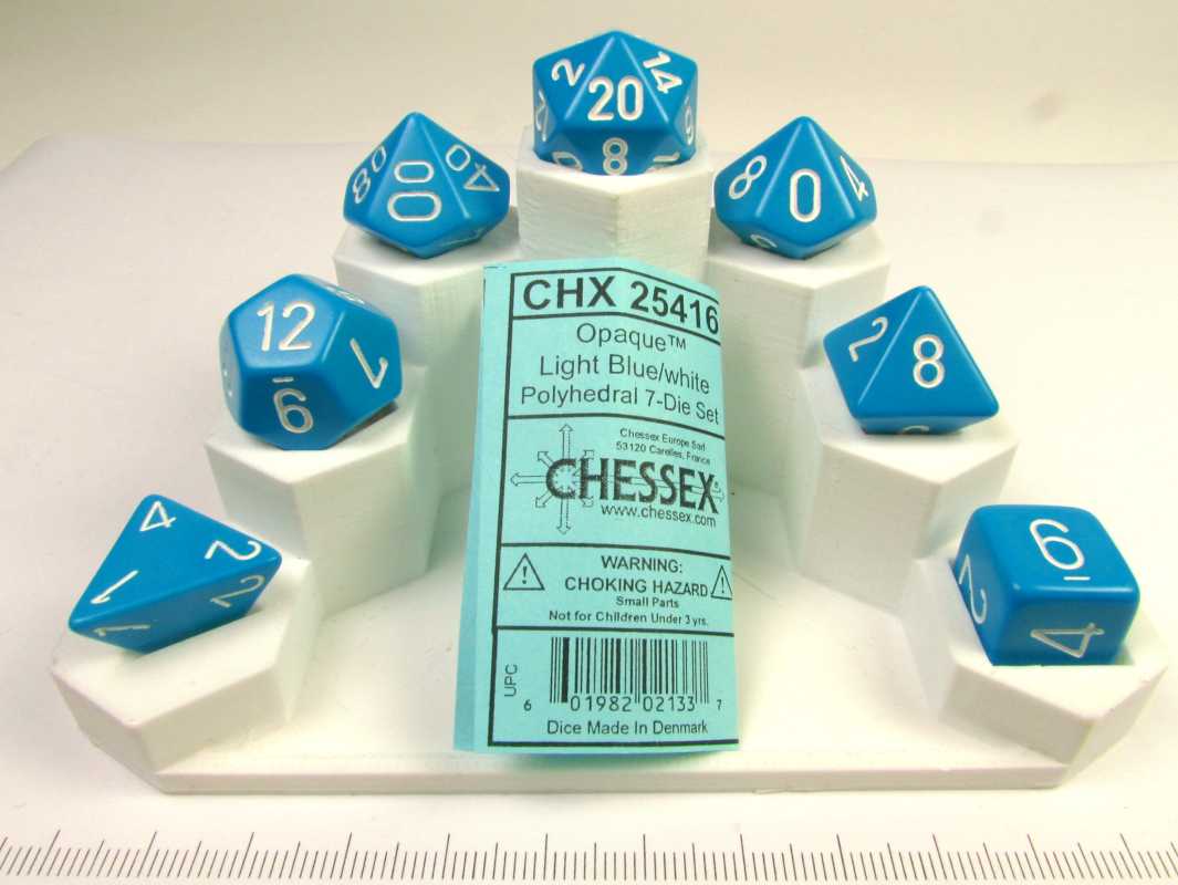 Chessex polydice set, Opaque Light blue w/white