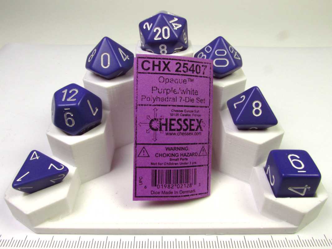 Chessex polydice set, Opaque purple w/white