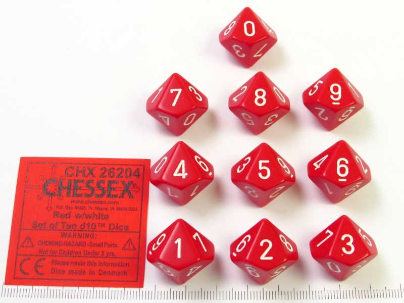 Set 10 10-zijdig rood, Chessex