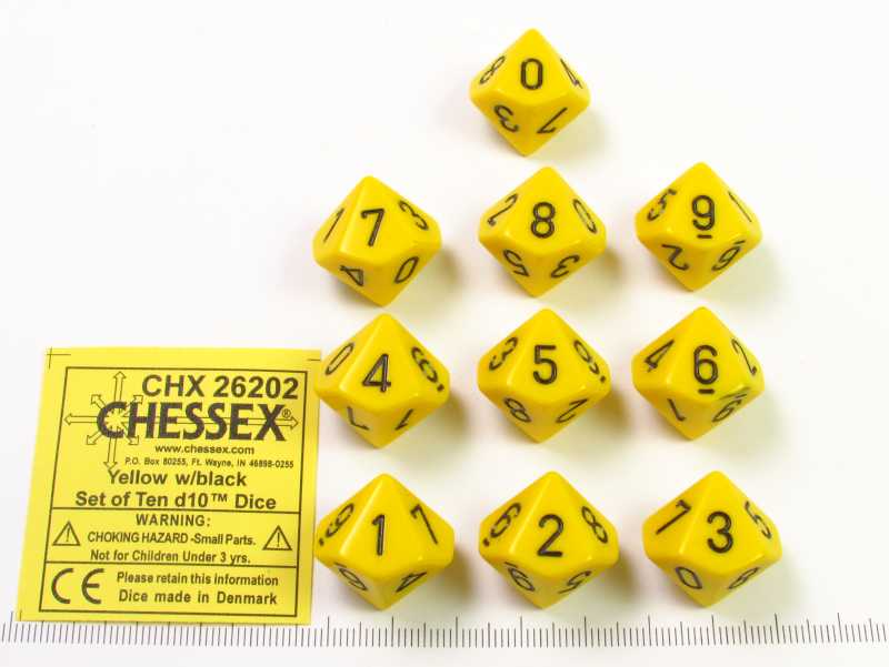 Set 10 10-zijdig geel, Chessex