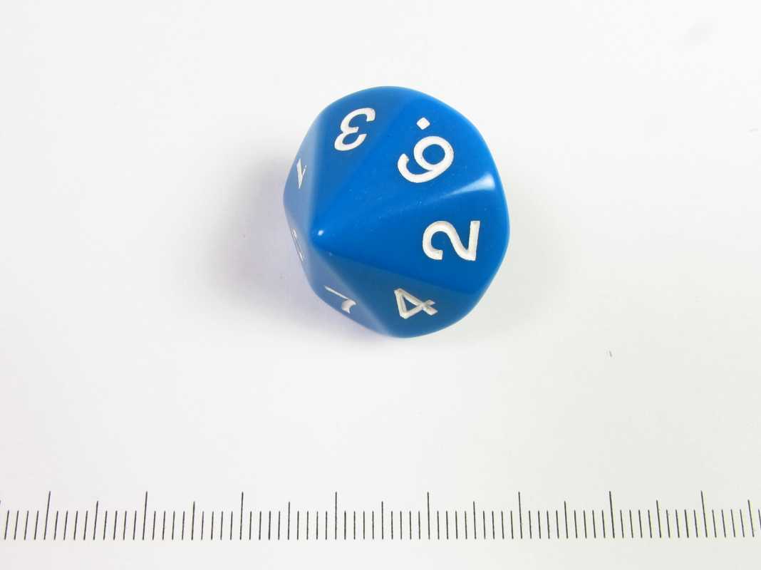 14-zijdige d7 (tweemaal 1-7), blauw