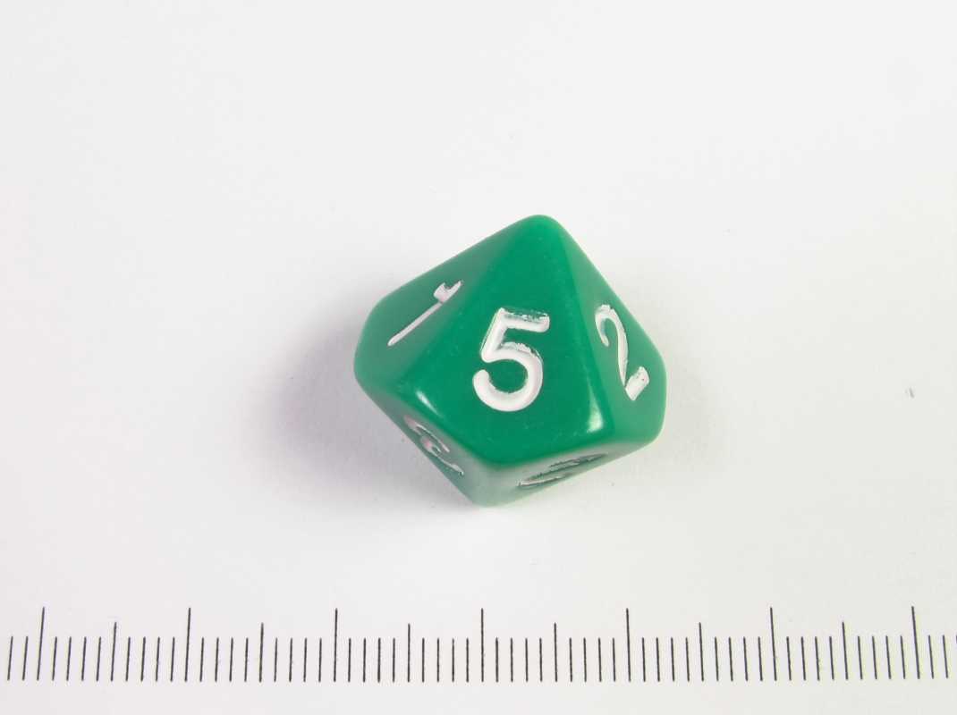 10-zijdige d5 (tweemaal 1-5), groen