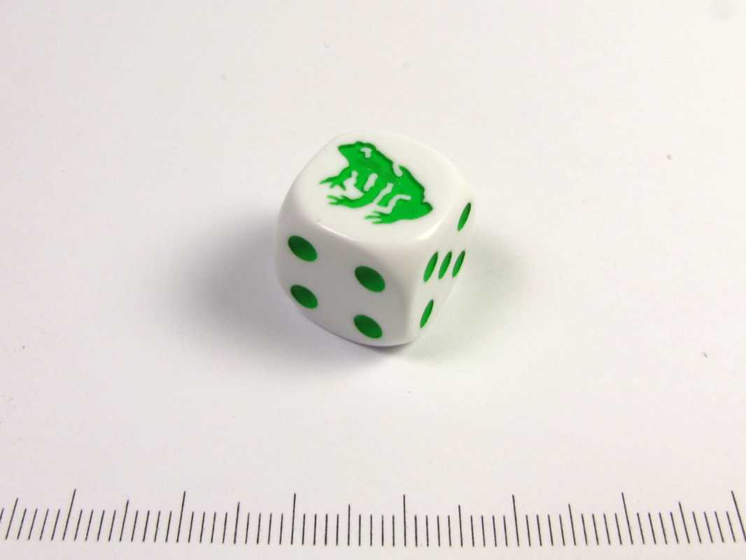 6-zijdig wit met groene kikker, 16 mm