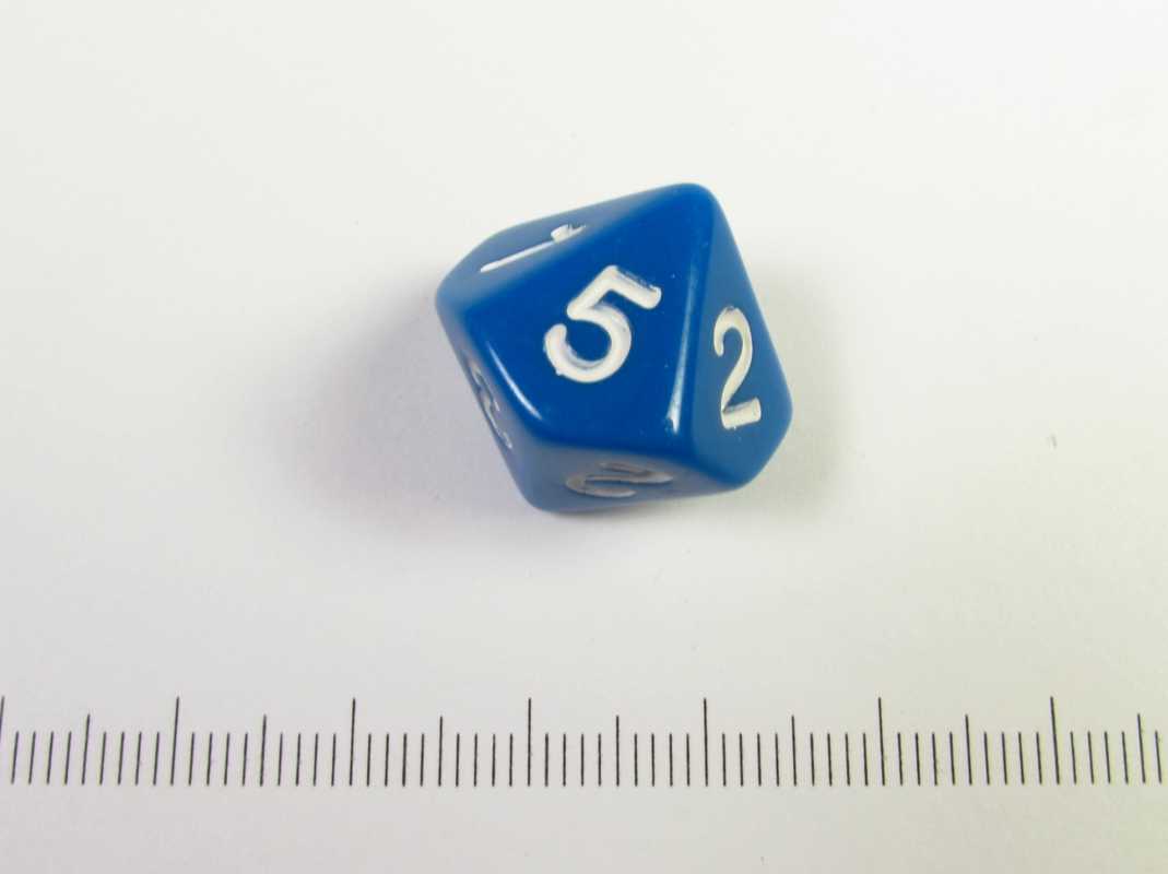 10-zijdige d5 (tweemaal 1-5), blauw