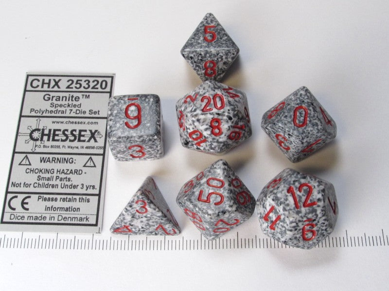 Set 7 polydice, Speckled Granite