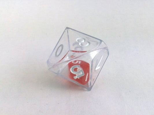 Dubbele d10, kleurloos en rood