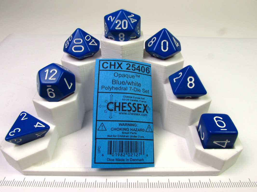 Chessex polydice set, Opaque Blue w/white