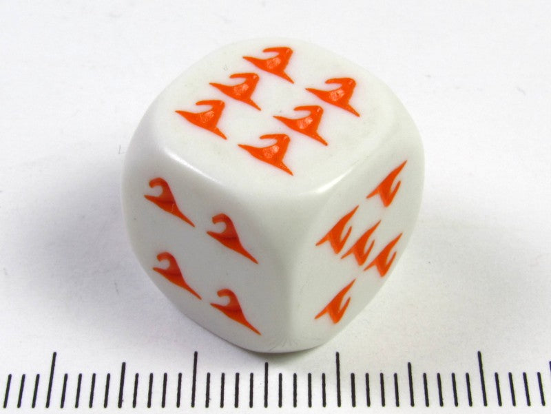 6-zijdig wit met oranje heks, 16 mm